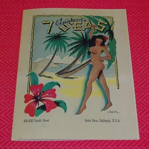 REPRODUCTION MENU 7 SEAS RESTAURANT IN SANTA ROSA, CA POLYNESIAN TIKI NUDE COVER - Picture 1 of 7
