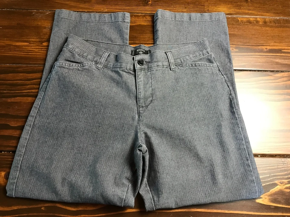 Pantalones Lee, para mujer talla 12 pequeños, grises, frente plano, bolsillos Foto 1 de 4