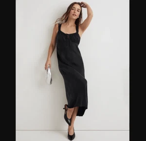Madewell NEW NWT Womens 10 Black Square Neck Midi Dress Jada - Picture 1 of 6