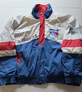 Vintage New York Rangers Puffer Jacket 2XL XXL NHL Pro Player Graffiti Spell Out - Picture 1 of 7