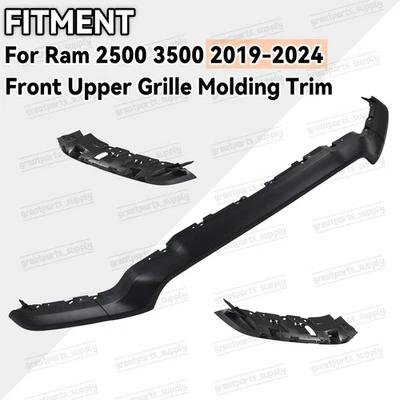New Matte Black Front Upper Grille Molding Trim Fits For 2019 2020-2024 Ram 2500 - Image 1 of 4