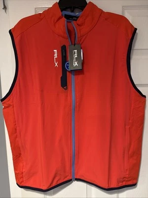 NUEVO CON ETIQUETAS Ralph Lauren RLX Chaleco de Golf, Hombres XL Bolsillos Rojo/Naranja Foto 1 de 4