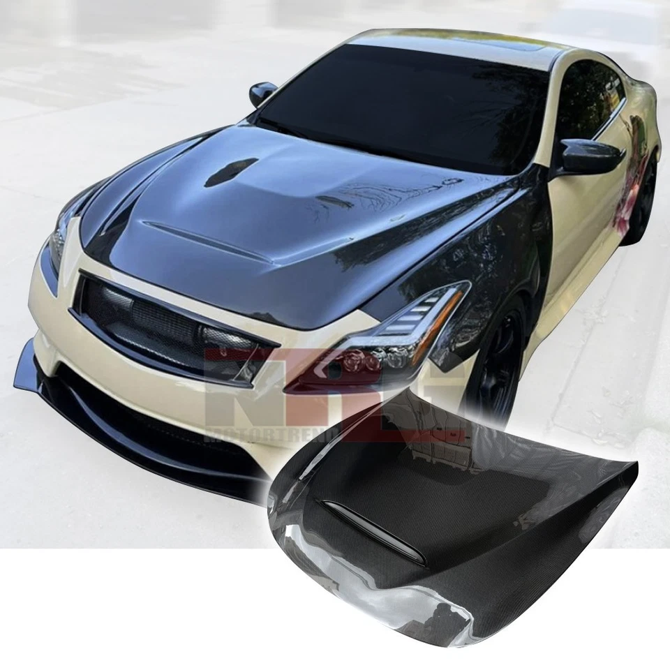 Para Infiniti G37 2008-2013 cupé 2 puertas 2014-15 Q60 GTS estilo capó de fibra de carbono Foto 1 de 4
