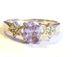 Sterling silver, Rose de France amethyst & white topaz dress ring size O/P - Picture 1 of 6