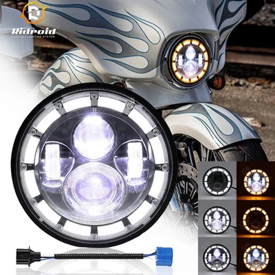 150W 7" inch LED Headlight For Harley Davidson Heritage Softail Classic FLSTC - Image 1 of 4