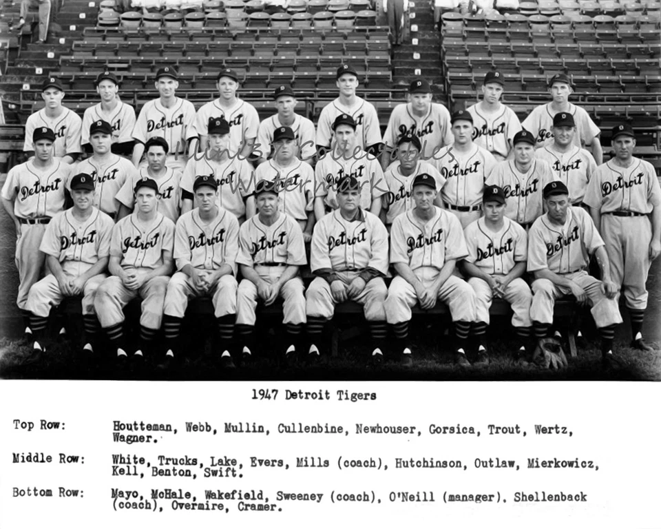 1947 DETROIT TIGERS MLB equipo de béisbol 8x10 foto patio Hal Newhouser George Kell Foto 1 de 1