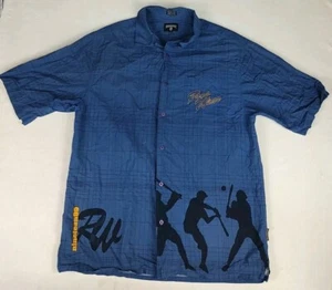 Rocawear Mens Large Short Sleeve Blue 100% Cotton Baseball Theme - Picture 1 of 8