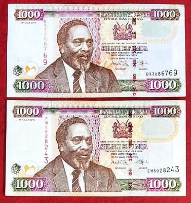 KENYA 2010  2X1000 SHILLINGS BANKNOTE PICK#51E - Image 1 of 2