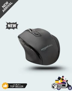 Amazon Basics Ergonomic wireless mouse for Laptop, 2.4 GHz with USB receiver, ad - Picture 1 of 8