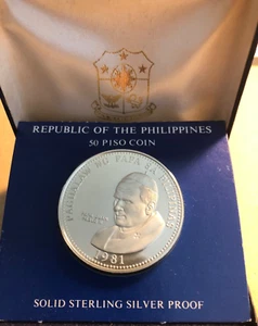 Philippines 1981 50 Piso Silver Proof: Pope John Paul II Historic Visit - Picture 1 of 6