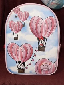 Neu mit Etikett Disney Mickey & Minnie Herz Luftballon Valentinstag Mini Rucksack Disney - Bild 1 von 8
