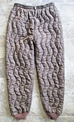 Vintage Quilted Pants 32x27 Insulated Nylon Base Layer Button Fly Brown Snow - Image 1 of 4