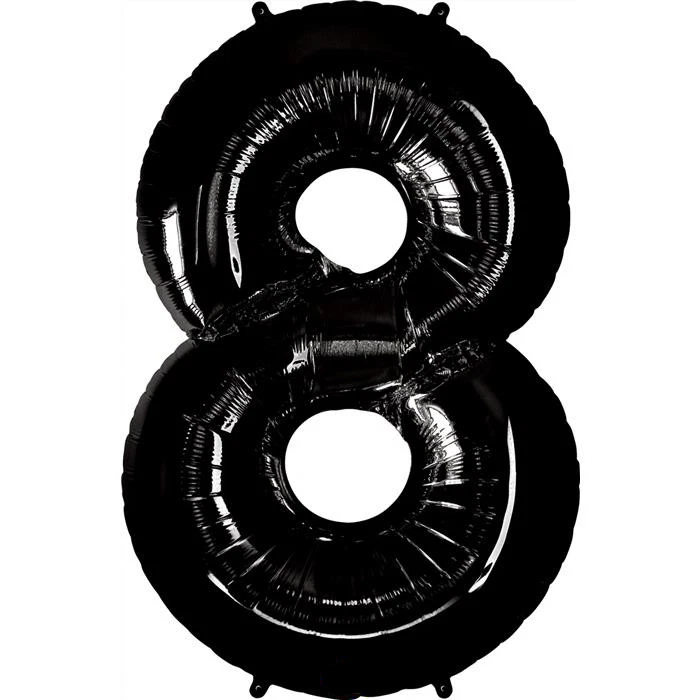 40" Giant Black Eight Year Old Baby First Birthday 8 Month Number Float Balloon - Image 1 of 1