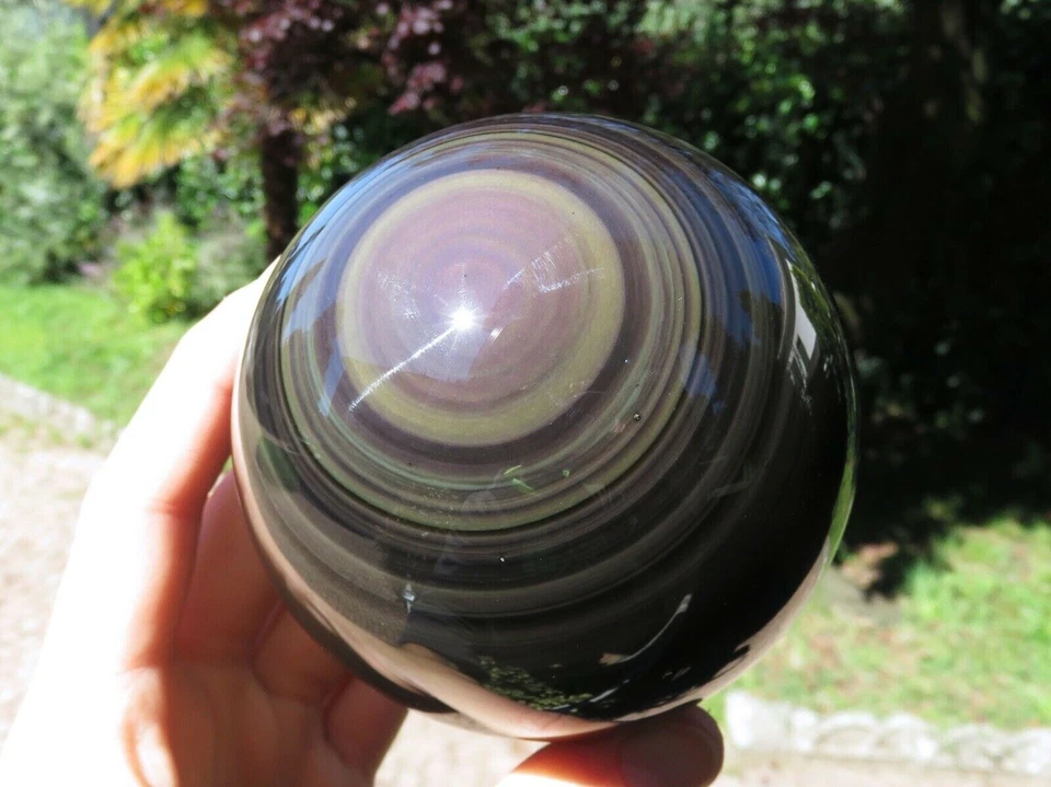 Minéraux Sphère En Obsidienne Multi-Couleur Madagascar 9,5 CM - Photo 1/1