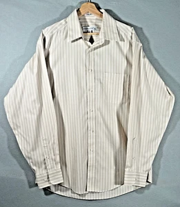 Joseph & Feiss Shirt Mens Large 16 34/35 Tan Stripe Cotton Button Up Long Sleeve - Picture 1 of 11