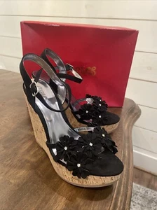 Zapatos Carlos by Carlos Santana Belinda Corcho Cuña Tacones Plataforma Punta Abierta Talla 9m - Imagen 1 de 16
