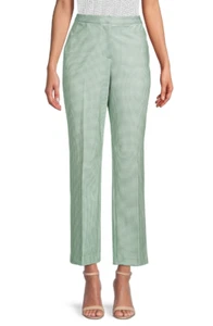 T Tahari Women's Checked Straight Leg Pants Spring Sage/White Size 16 3812 - Picture 1 of 1