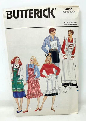 Vintage New Butterick Pattern 4066 Mens Misses Cobbler BBQ Half Apron Uncut FF - Image 1 of 3