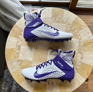 Size 14 - NIKE ALPHA MENACE ELITE 2 PRO WHITE PURPLE FOOTBALL FLYKNIT NEW - Picture 1 of 6