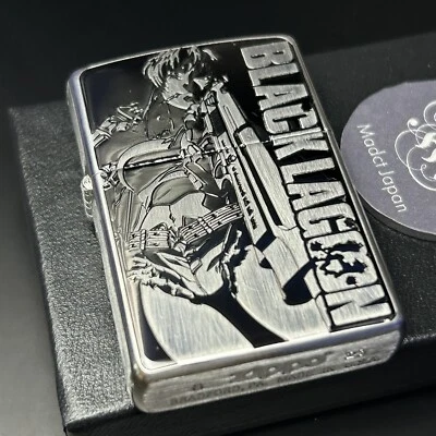 Zippo Black Lagoon Revy Bullet Marks Lighter Etching Silver Brass Japan Anime - Image 1 of 4