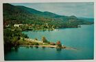 NY Postcard Lake George New York Aerial View Silver Bay Oneida Bay in distance