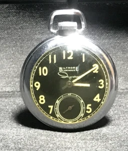 Vintage Ingraham Biltmore Luminous Pocket Watch Parts Or Repair - Picture 1 of 8