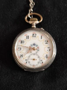 Alte Taschenuhr um 1900 Silber gepunzt Schweizer Auerhahn 800 Silber Open Face - Bild 1 von 19