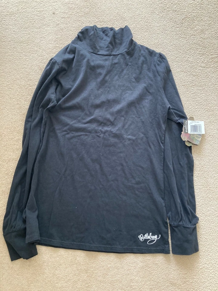 Billabong Damas Cuello de Tortuga Negro Top-NUEVO CON ETIQUETAS-Talla Pequeña Foto 1 de 1