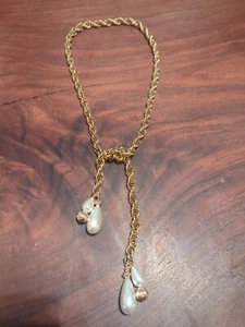 Collana Bolero Lariat anni 60 avvolgente filigrana catena pesante oro vintage couture - Foto 1 di 4