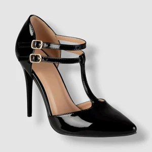 Journee Collection Women's Black Tru T-Strap Stiletto Pumps Shoe Size 8 - Picture 1 of 6