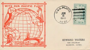 KARINEBRIEF MILITÄR EVENT FDC 1949 USS PLATTE AO24 MIT PAZIFIK UNSERE FLOTTE - Bild 1 von 1
