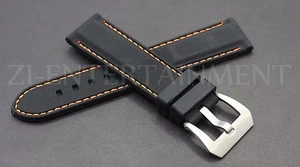 24 mm Schwarz Orange Kautschukband Band Schnalle Ersatz passt für Panerai Luminor - Bild 1 von 4