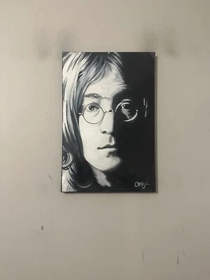 John Lennon The Beatles Art 12" x 18" Pop Art Painting Chris Cargill - Image 1 of 4