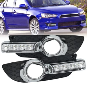 2xLED Daytime Running Light Turn Signal Fog Lamp For Mitsubishi Lancer 2008-2012 - Picture 1 of 16