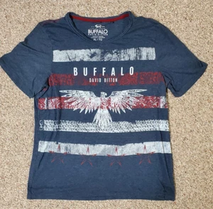 Buffalo David Bitton T-Shirt Men's XL Blue  Short Sleeve Graphic Eagle Print - Picture 1 of 5