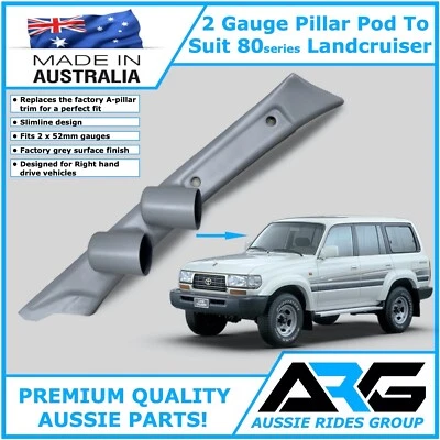 52mm 2 Gauge Pillar Pod In Grey To Suit 80 Series Toyota Landcruiser 1990-1998 - Image 1 of 2