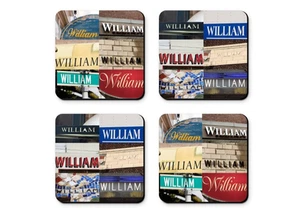 Posavasos personalizados con el nombre WILLIAM en fotos de letreros - Juego de 4 - Imagen 1 de 1