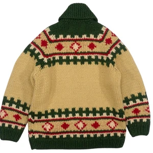 Maglione Kanata Cowichan taglia XL verde e beige cardigan con zip made in Canada - Foto 1 di 24
