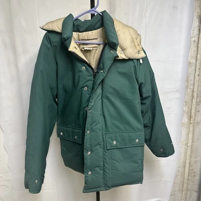 Винтажный REI Coop Сиэтл Вашингтон США средний пуховик куртка РЕДКАЯ с капюшоном мужской зеленый - Изображение 1 из 4