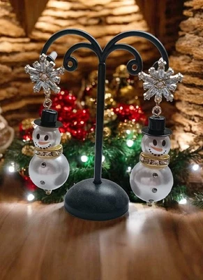 1 paar Ohrringe "Schneemann"  Weihnachten Modeschmuck - Bild 1 von 2