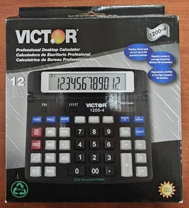 LOT 3 - Victor 1200-4 Professional Desktop Calculator 12-Digit Dual Power Black - Picture 1 of 10