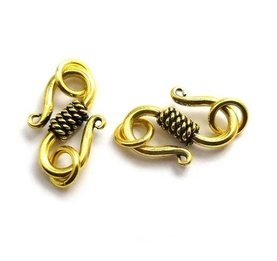 25 PCS 19X12MM SOLID COPPER BALI S HOOK CLASP ANTIQUE GOLD PLATED 580 - Image 1 of 3