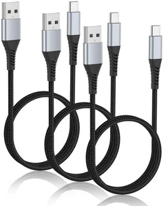 2FT USB C Cable, 3 Pack Braided A to C Charging Cord for Car, 2ft - Picture 1 of 7