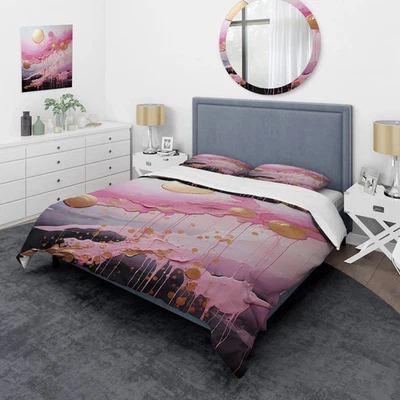 Designart "Oro y Rosa Moderno Líquido Formas I" Abstracto Foto 1 de 4