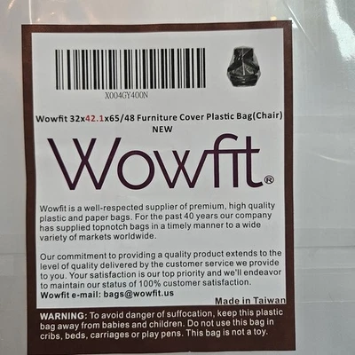 Wowfit 32x42.1x65 Cubierta de Mueble Bolsa de Plástico para Almacenamiento de Silla Mudanza Foto 1 de 3