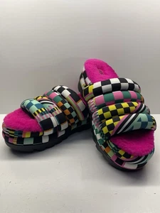 UGG MAXI CHECKS PIEL DE OVEJA PLATAFORMA SANDALIAS DESLIZABLES, MUJER US 8 NUEVAS SIN CAJA - Imagen 1 de 8