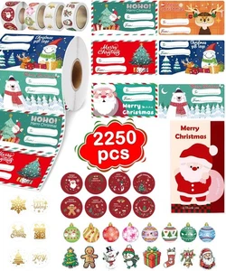 2250Pcs Christmas Gift Tags - Christmas Stickers Kit for Presents & Wrapping Pap - Picture 1 of 8