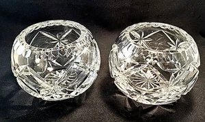 Cut Glass Lead Crystal Rose Bowl/Candle Holder Starburst Pattern (Very heavy) - Picture 1 of 9