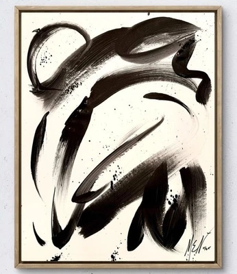 Maria Art NEGRO BLANCO 14x17 PAPEL MULTIMEDIA MIXTA Abstracto Contemporáneo Decoración de Pared 9 Foto 1 de 4