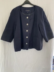 PAUL Costelloe Dressage Navy 100% Linen UK 14 Blazer Jacket, Buttons, Pockets - Picture 1 of 10